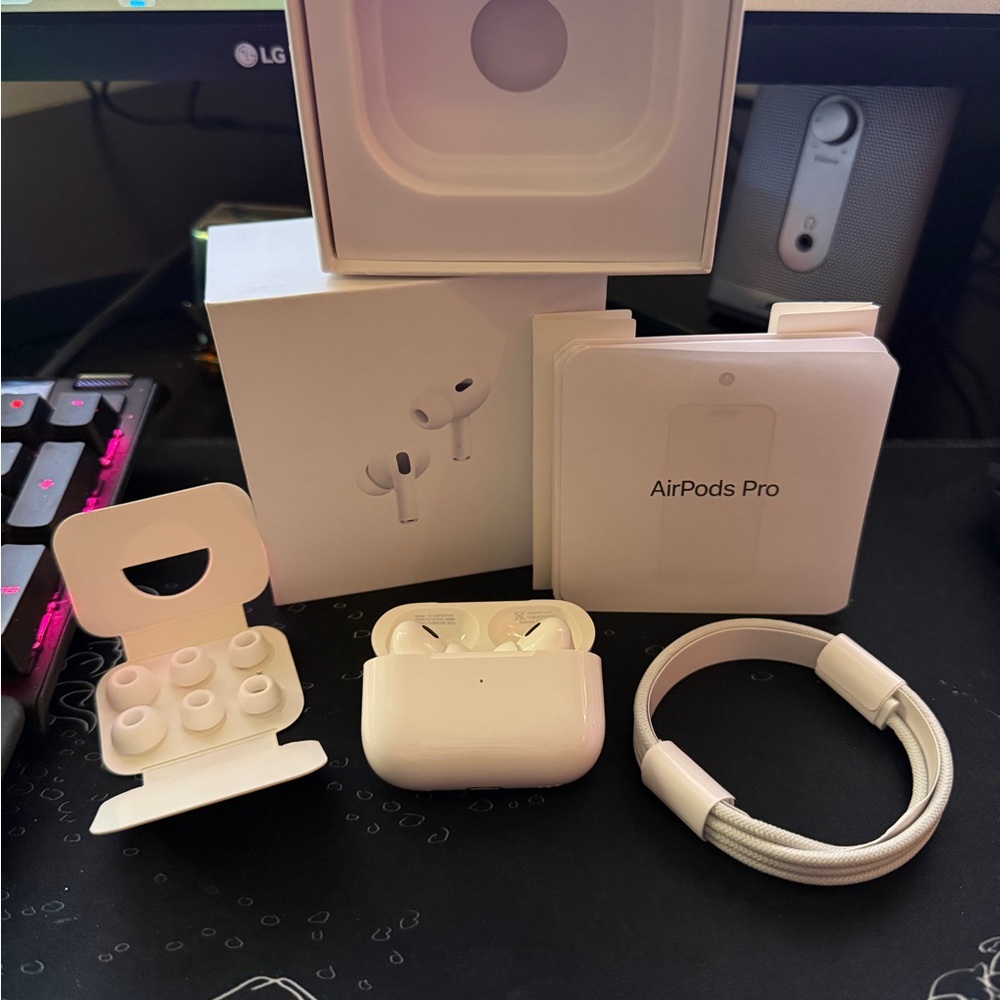 Apple White AirPods Pro with Charging Case and Accessories